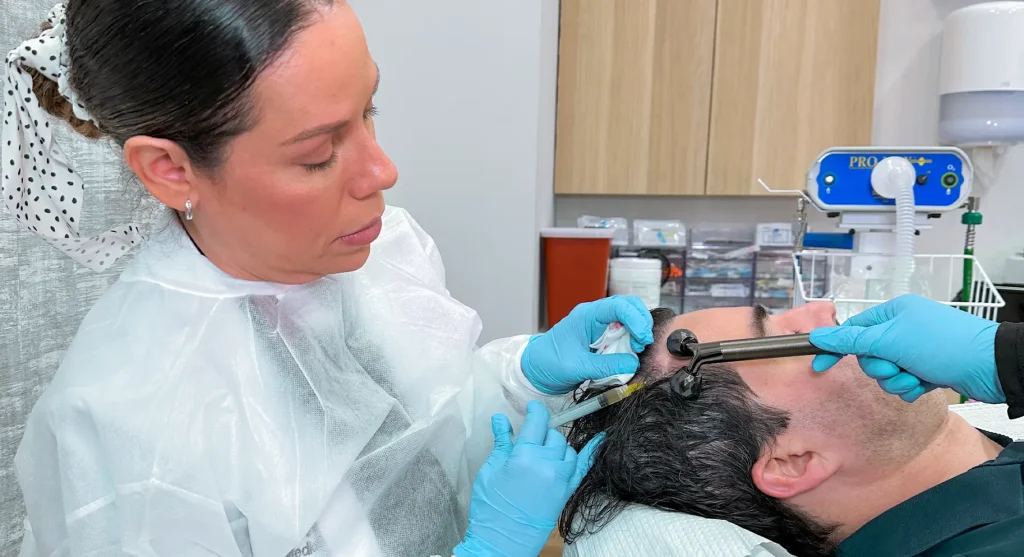Regenerative scalp injection protocol at Perfect B using exosomes, PDRN, GHK-Cu, or PRP for hair loss