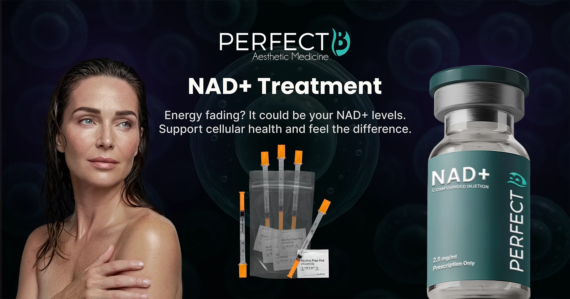 Patient at Perfect B in Doral Miami receiving NAD+ subcutaneous injection consultation