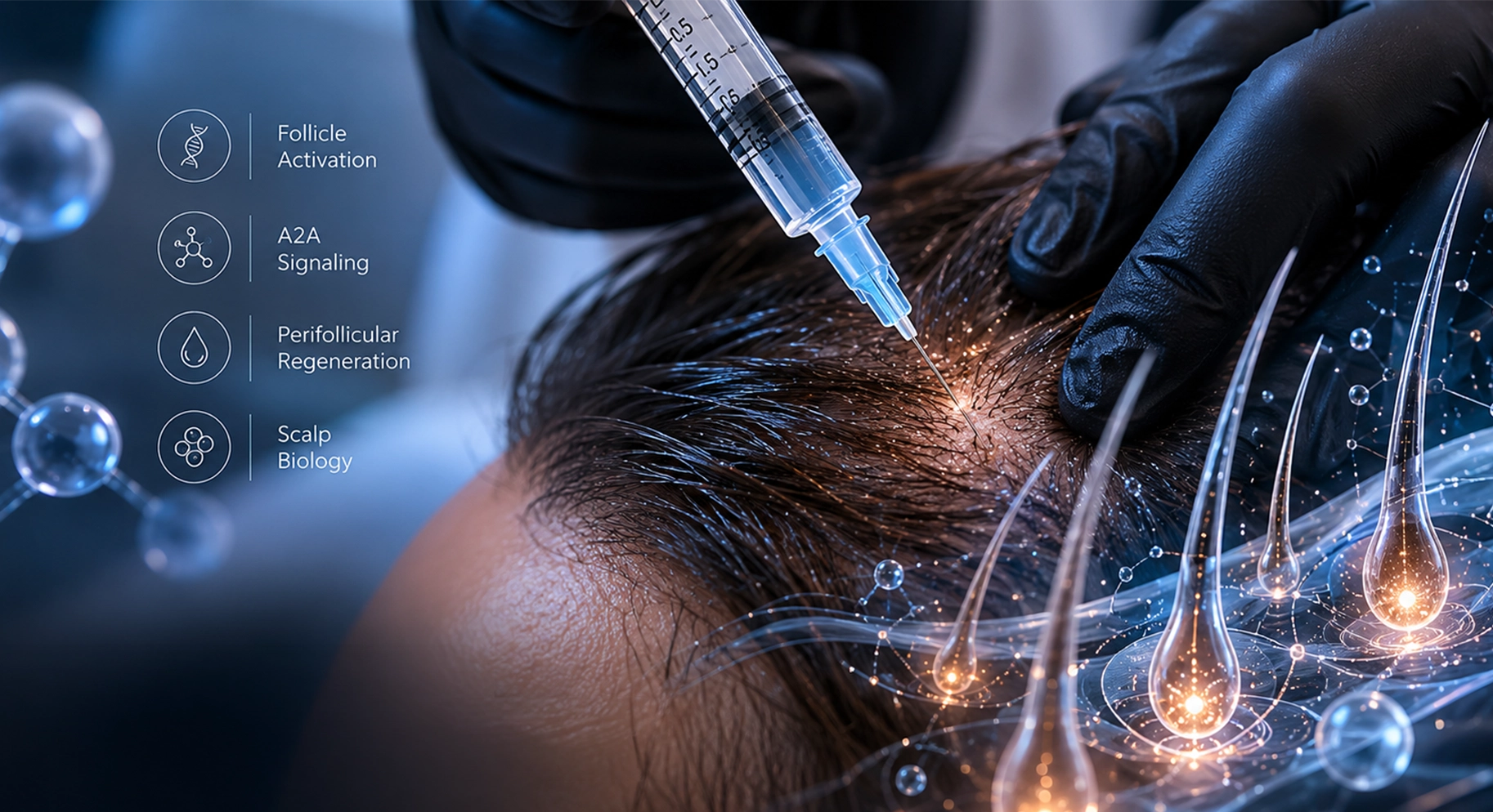 Perfect B - Blog - Exosomes for Hair Loss - patient with early hair thinning discussing regenerative scalp options with a clinician at a Doral clinic