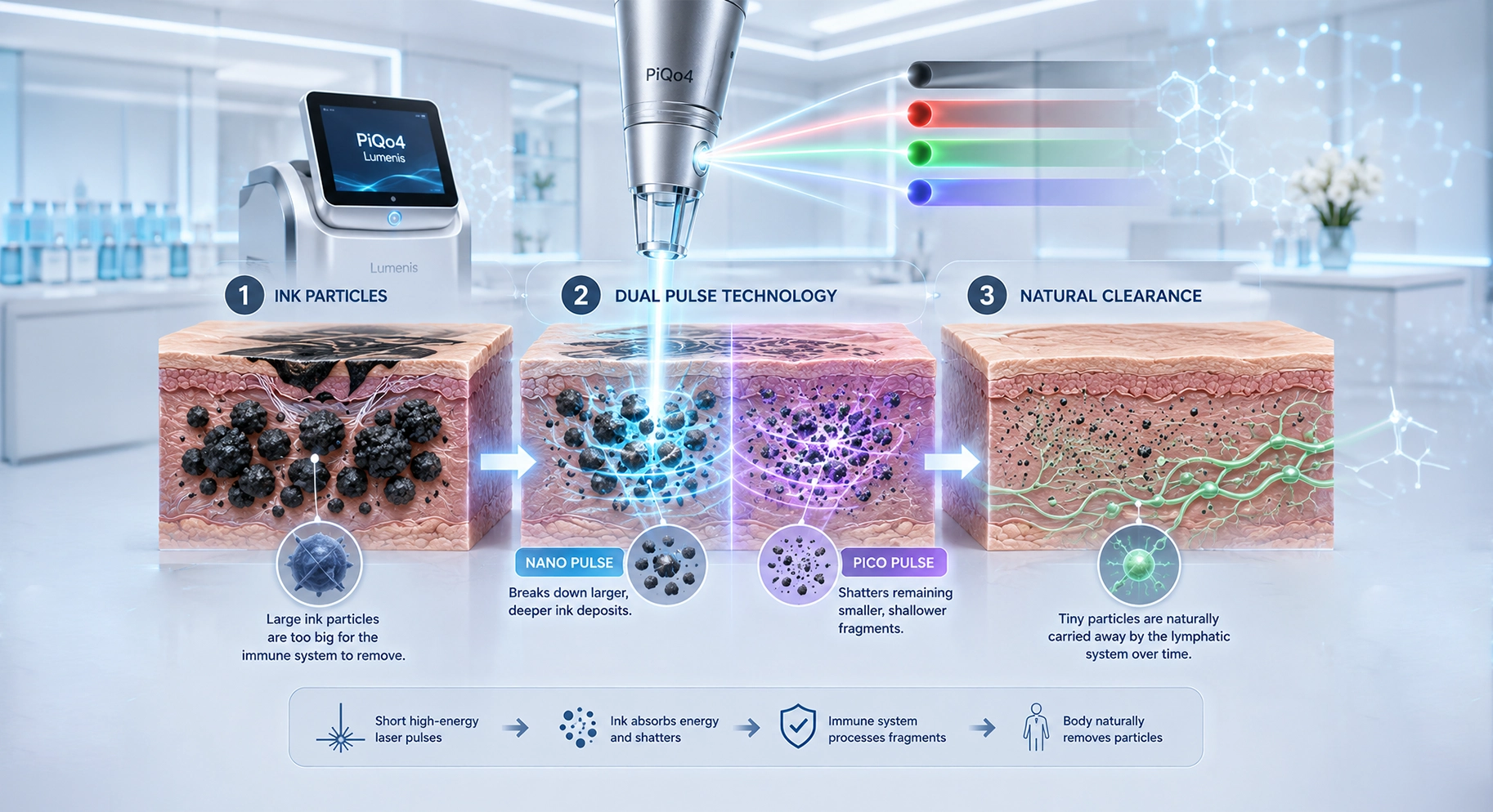 Perfect B - Blog - Hand and Finger Tattoo Removal - PiQo4 by Lumenis dual pulse process shattering ink into fragments cleared by the lymphatic system
