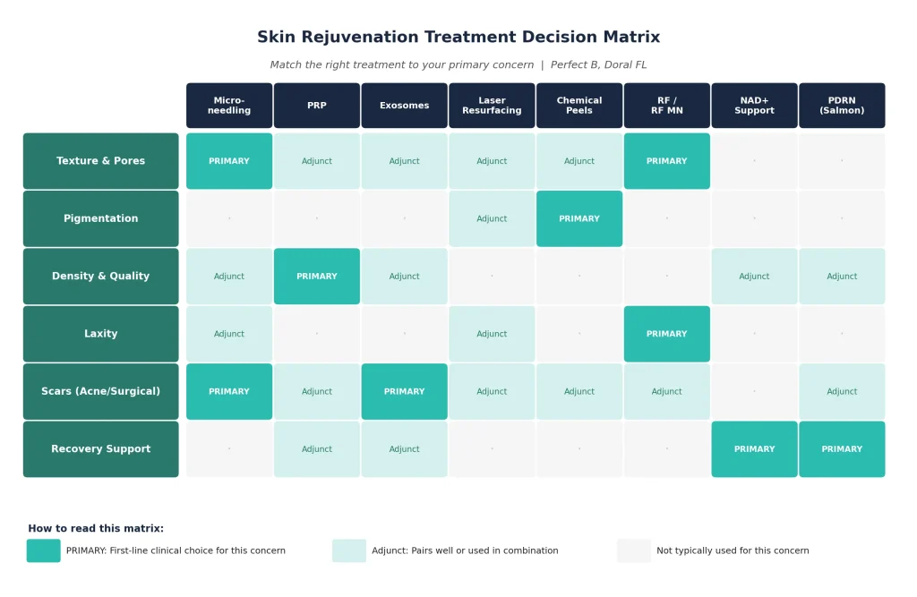 Perfect B - Blog - Skin Rejuvenation Treatments Miami - Treatment decision matrix matching concerns to clinical procedures Doral FL