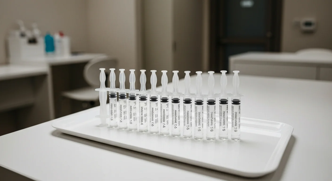 Perfect B - Blog - Dermal Fillers Acne Scars - Filler syringes on sterile clinical tray at aesthetic medicine clinic