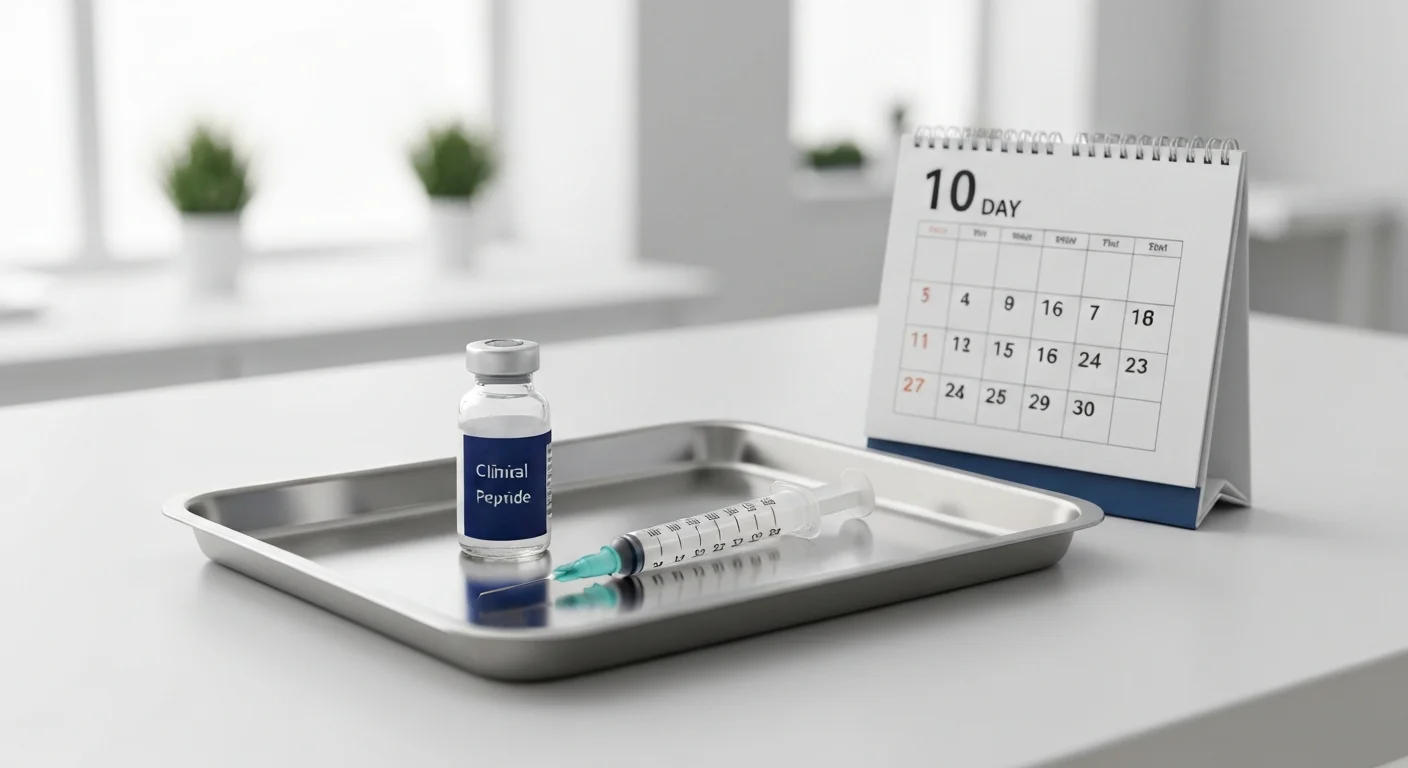 Perfect B - Blog - Epithalon Dosage Calculator - Vial and syringe with 10 day cycle calendar