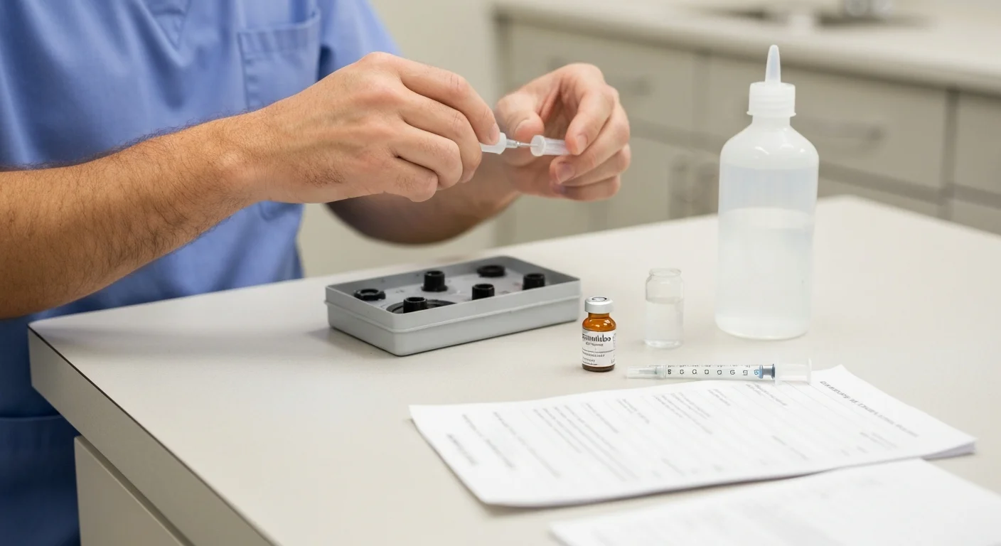 Perfect B - Blog - Epithalon Miami - Provider preparing Epithalon reconstitution kit at a Doral medical clinic