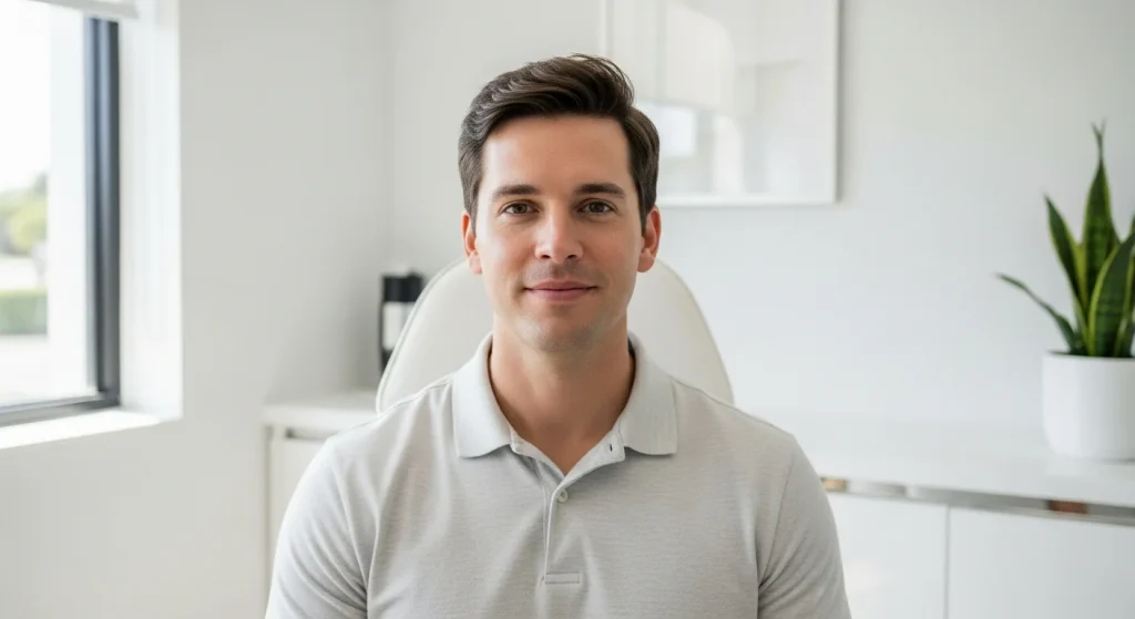 Perfect B - Blog - Male Acne Treatment - Adult man receiving medical aesthetic consultation for acne at Perfect B clinic in Doral FL