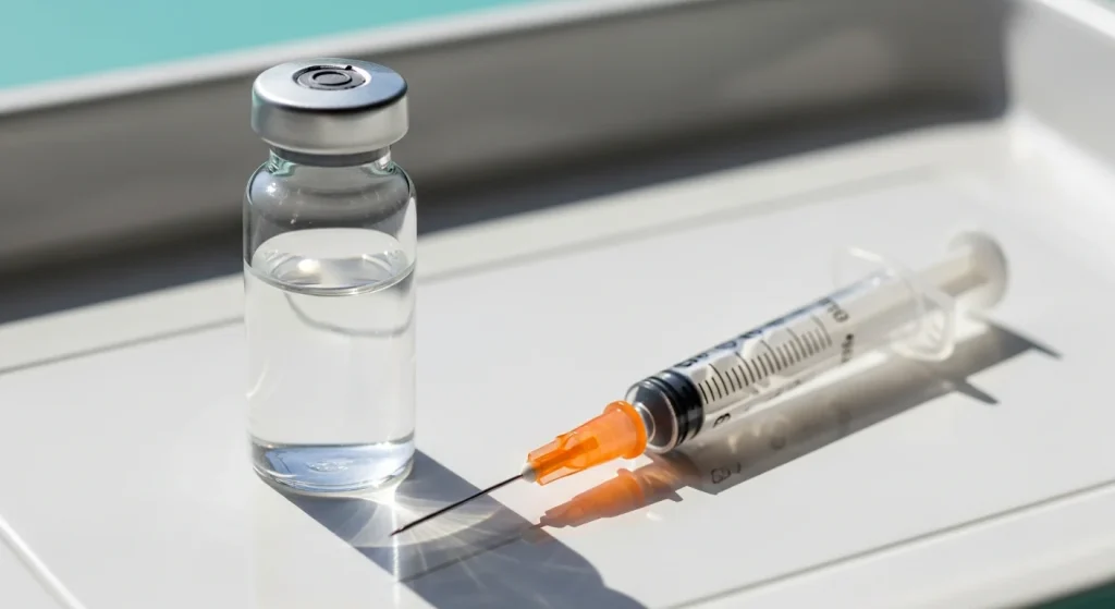 Perfect B - Blog - NAD IV Therapy Cost - NAD vial and insulin syringe representing injection alternative to IV drip in Doral FL