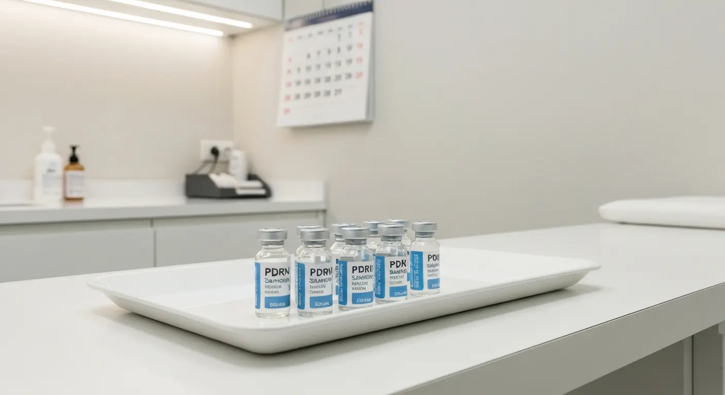 Perfect B - Blog - How Long Do PDRN Results Last - PDRN vials in clinical setting with treatment timeline