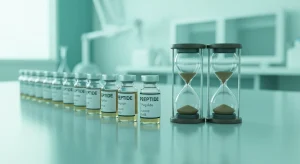 Perfect B - Blog - How Long Do Peptides Take to Work - Clinical peptide vials with timeline concept