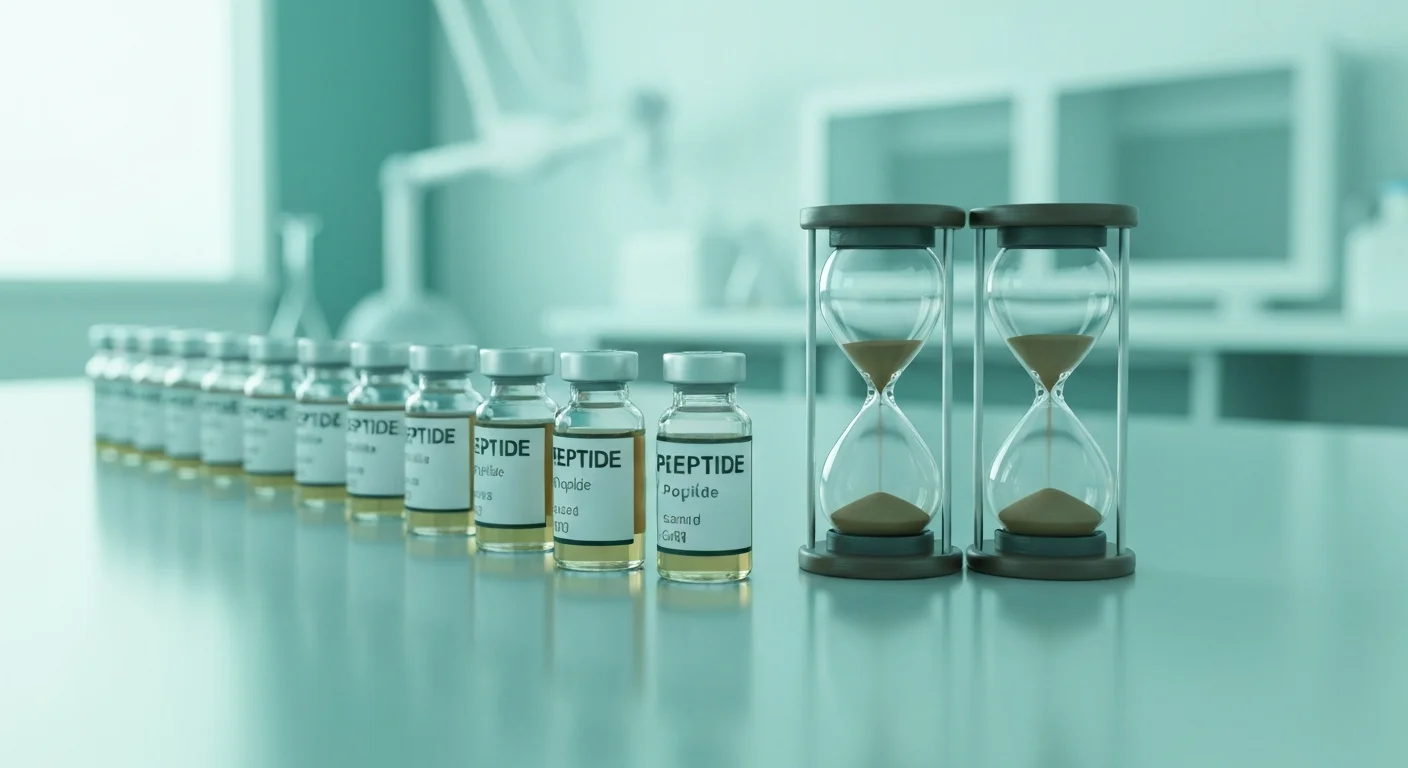 Perfect B - Blog - How Long Do Peptides Take to Work - Clinical peptide vials with timeline concept