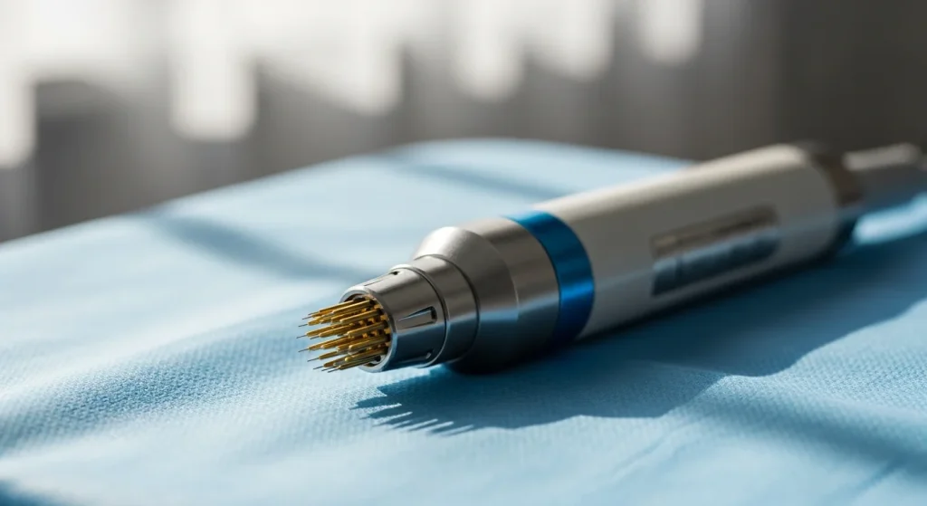 Perfect B - Blog - RF Microneedling For Stretch Marks - Radiofrequency microneedling handpiece for stretch mark reduction at Perfect B Doral FL