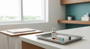 Perfect B - Blog - Semax Miami - Clinical exam room with Semax peptide vial and insulin syringe in a Doral FL medical clinic