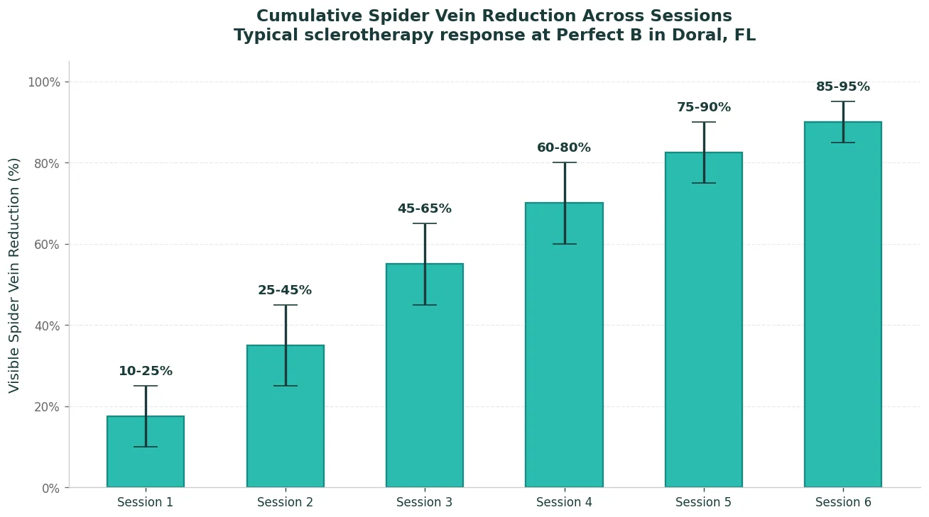Perfect B - Blog - Spider Vein Treatment Miami - Cumulative reduction chart by session at Perfect B Doral FL