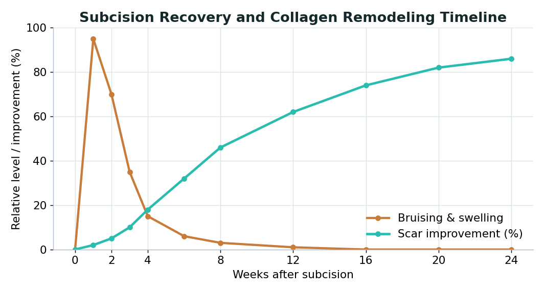 Perfect B - Blog - Subcision - Recovery and collagen remodeling timeline chart
