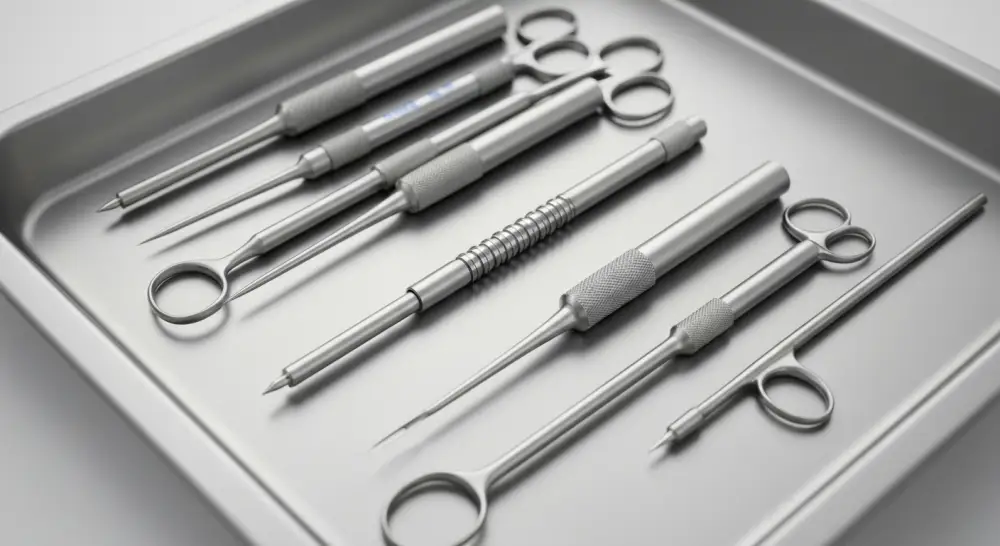 Perfect B - Blog - Subcision - Nokor needle and cannula instruments on a clean tray
