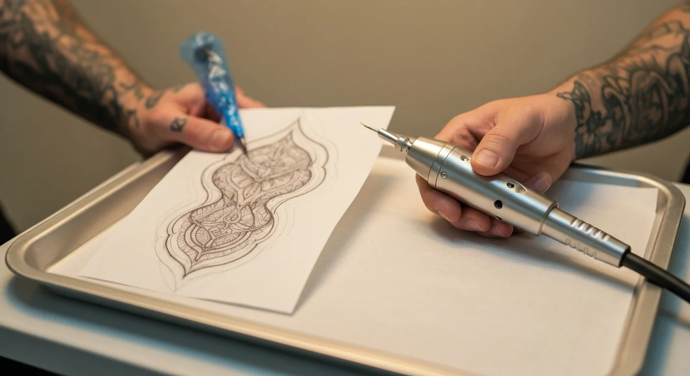 Perfect B - Blog - Tattoo Regret - Tattoo cover up sketch versus laser removal handpiece comparison
