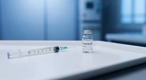 Perfect B - Blog - Tesamorelin in Miami - Clinical tesamorelin peptide vial and syringe on a medical tray