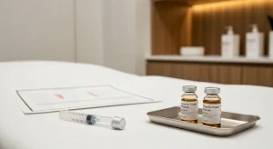 Perfect B - Blog - Wolverine Stack Near Me - Clinical peptide therapy room with BPC-157 and TB-500 vials in a Doral FL clinic