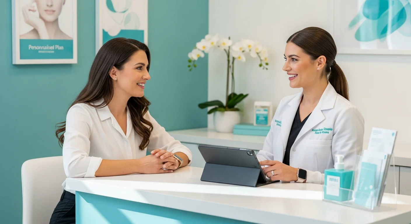 Perfect B - Blog - Acne Treatment Cost in Miami - patient reviewing a personalized treatment plan with a clinician at a Doral clinic