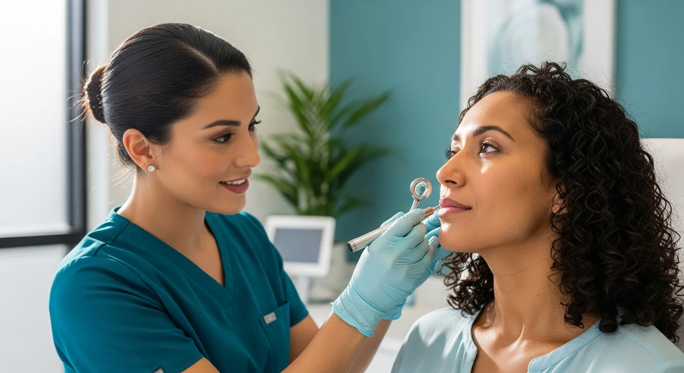 Perfect B - Blog - Acne Treatment Cost in Miami - nurse practitioner examining a patient's skin during a consultation in Doral