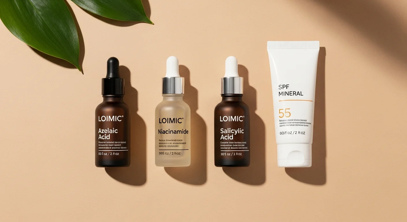 Perfect B - Blog - Post-Acne Dark Marks - Pigment-fading actives azelaic acid niacinamide salicylic acid and mineral SPF