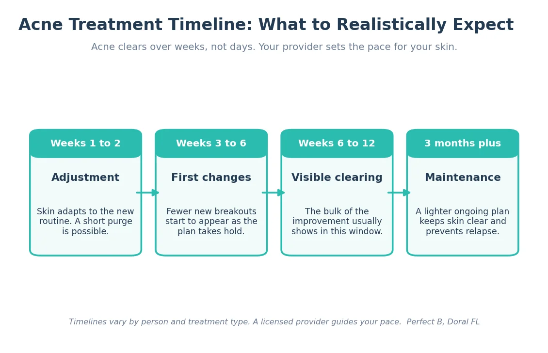 Perfect B - Blog - How Long Does Acne Treatment Take - week by week acne treatment timeline chart