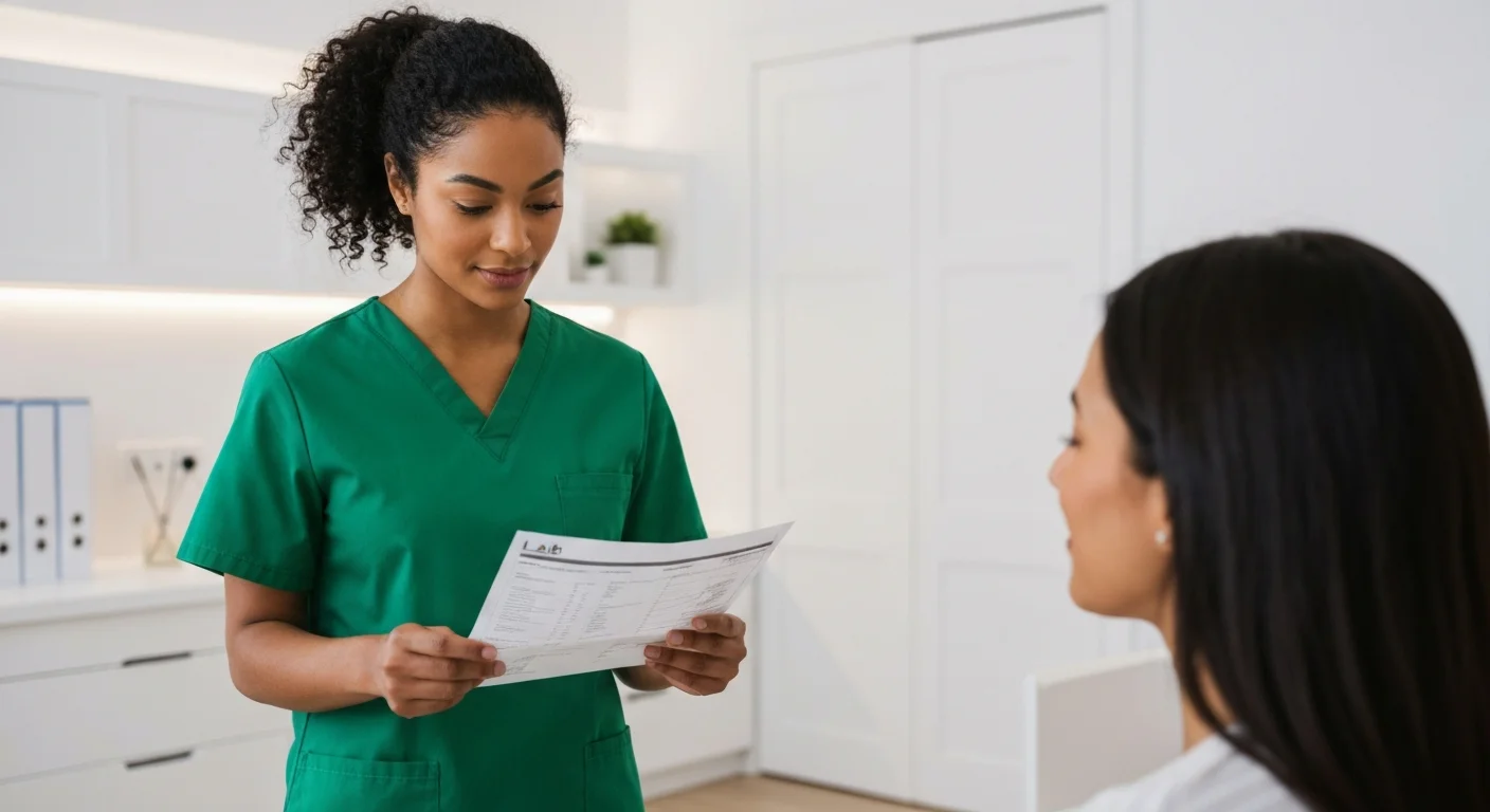 Perfect B - Blog - IGF-1 Blood Test - nurse practitioner reviewing a lab report with a patient in Doral