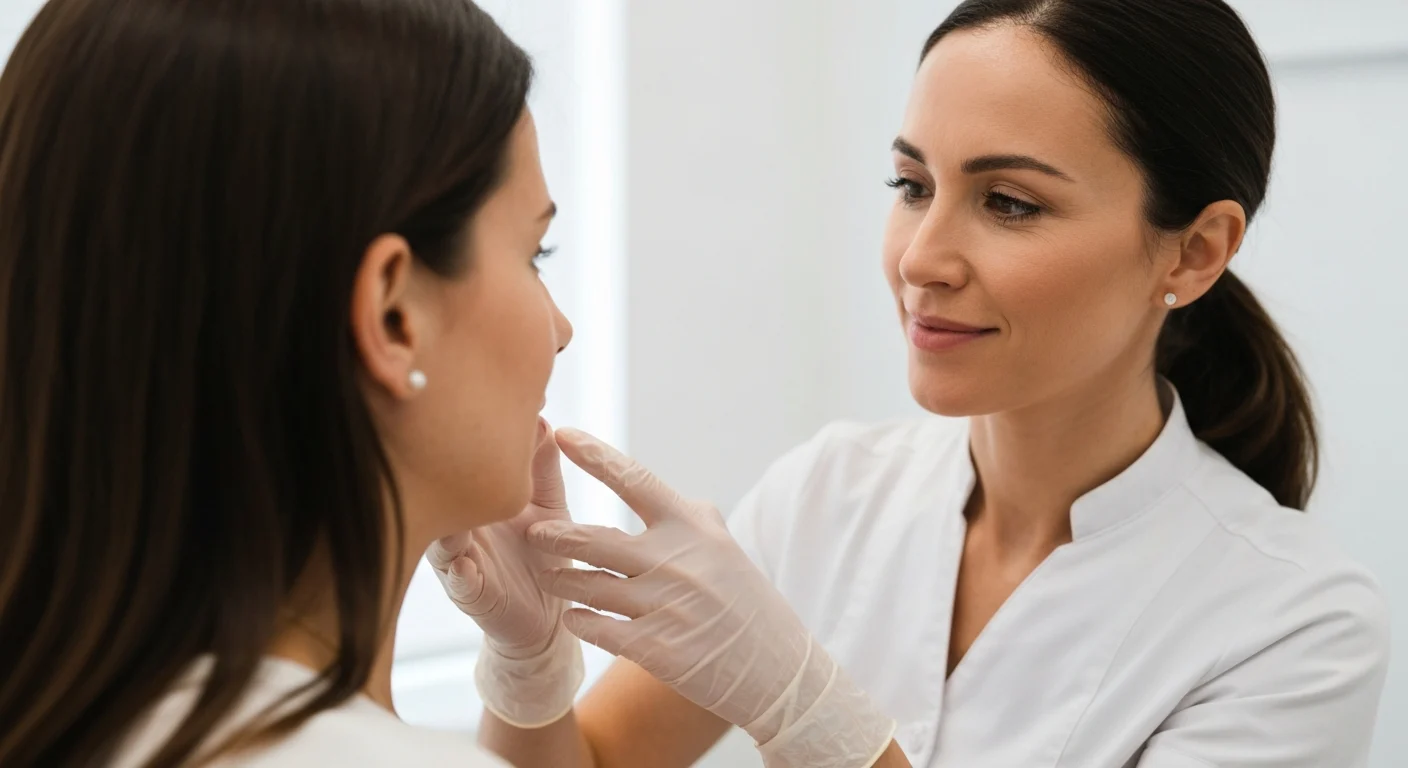 Perfect B - Blog - Non-surgical jowl lift - provider assessing a patient's jawline during a consultation at Perfect B in Doral, Miami, FL