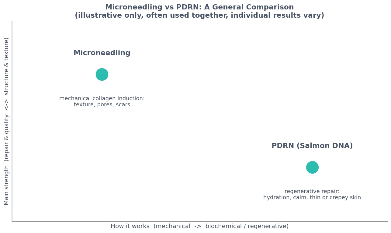 Perfect B - Blog - PDRN vs microneedling - qualitative comparison of microneedling and PDRN skin rejuvenation at Perfect B in Doral, Miami, FL
