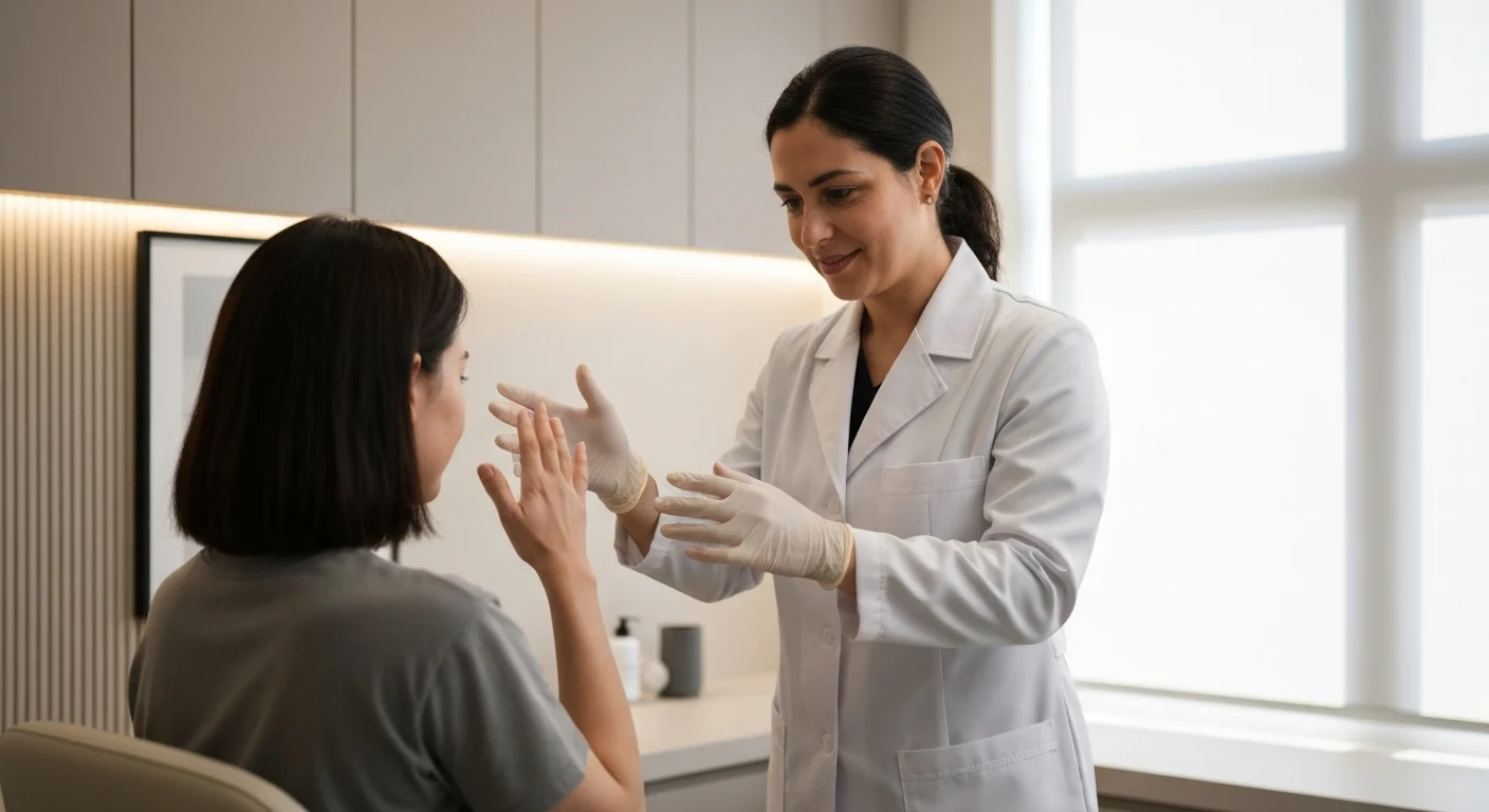 Perfect B - Blog - FUE vs non-surgical hair restoration - provider examining a patient's scalp and hairline during a consultation at Perfect B in Doral, Miami, FL