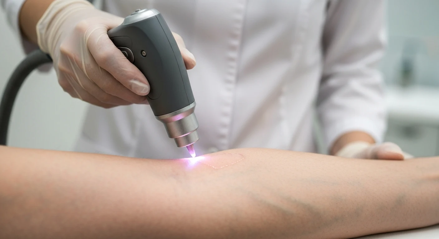 Perfect B - Blog - How Many Sessions Tattoo Removal - laser handpiece treating a small area of a forearm tattoo at a Doral clinic