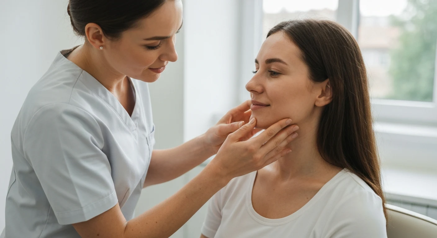 Perfect B - Blog - Kybella Double Chin - provider assessing a patient's chin and jawline before a submental fat treatment in Doral
