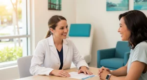 Perfect B - Blog - Medical Weight Loss in Doral - a licensed provider reviewing a personalized weight loss plan with a smiling patient at a clinic in Doral, Miami, FL