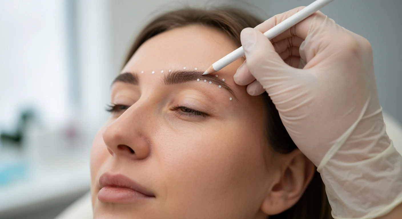 Perfect B - Blog - Non-Surgical Brow Lift - provider marking brow injection points on a patient's upper face at a Doral clinic