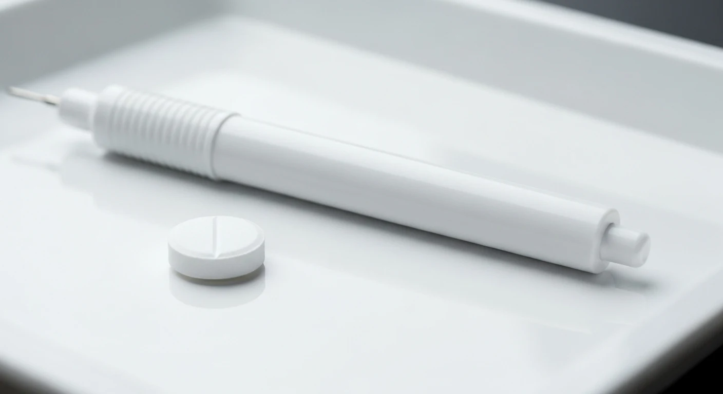 Perfect B - Blog - Oral Semaglutide vs Injectable - a weekly injection pen beside a daily tablet on a clean clinical surface in Doral