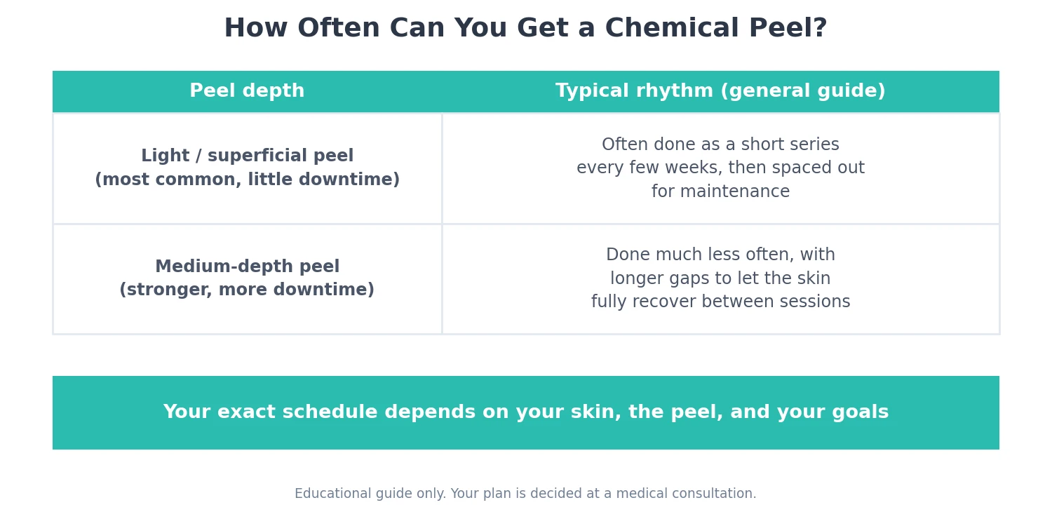 Perfect B - Blog - how often chemical peel - guide to how often you can get a light superficial versus medium depth chemical peel at Perfect B in Doral, Miami, FL