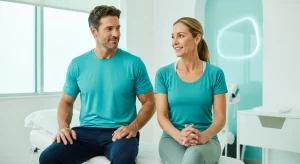 Perfect B - Blog - What Is Peptide Therapy - two healthy confident adults in a bright modern medical wellness clinic in Doral, Miami, FL