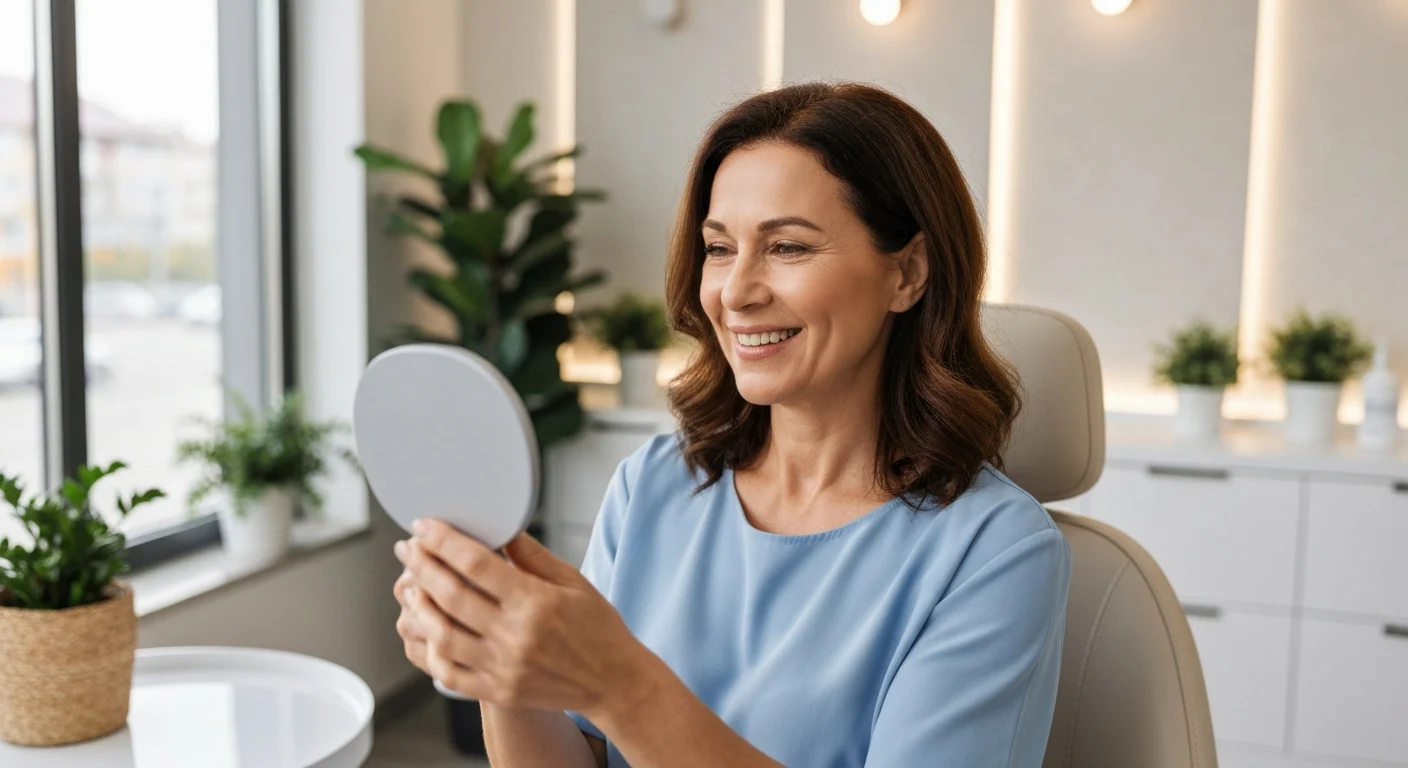 Perfect B - Blog - Best lip fillers - patient reviewing natural lip filler results in a mirror at Perfect B in Doral, Miami, FL