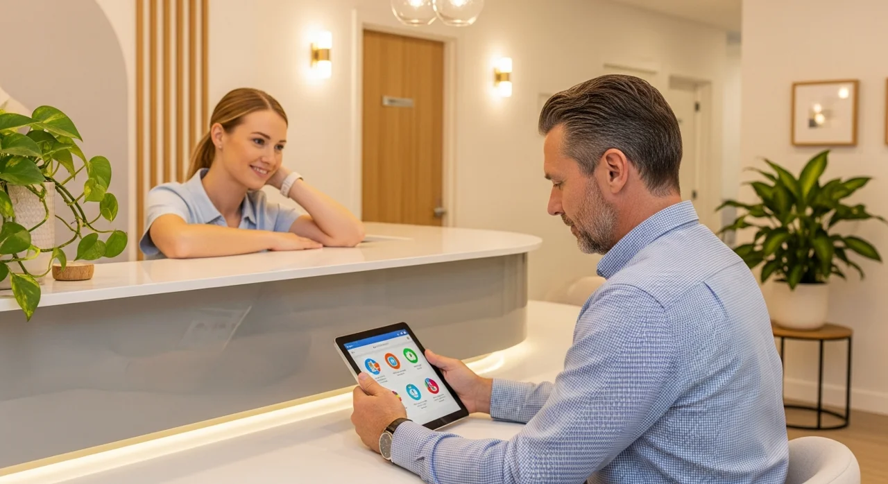 Perfect B - Blog - Sermorelin Cost - patient reviewing peptide therapy financing and plan options at a Doral medical clinic